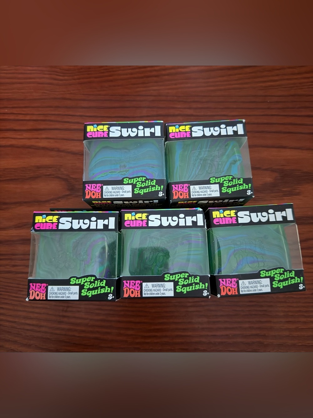 5 lot Schylling NeeDoh Nice Cube SWIRL new unopened Green/Purple Squishy Toy